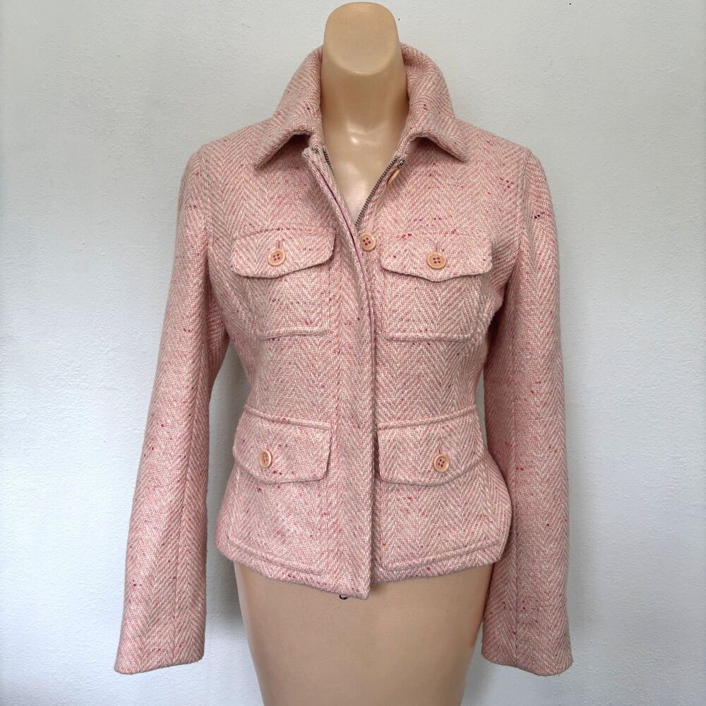Victorias Secret Y2K Old Money Capsule Wool Blazer Jacket 6 Vintage Herringbone